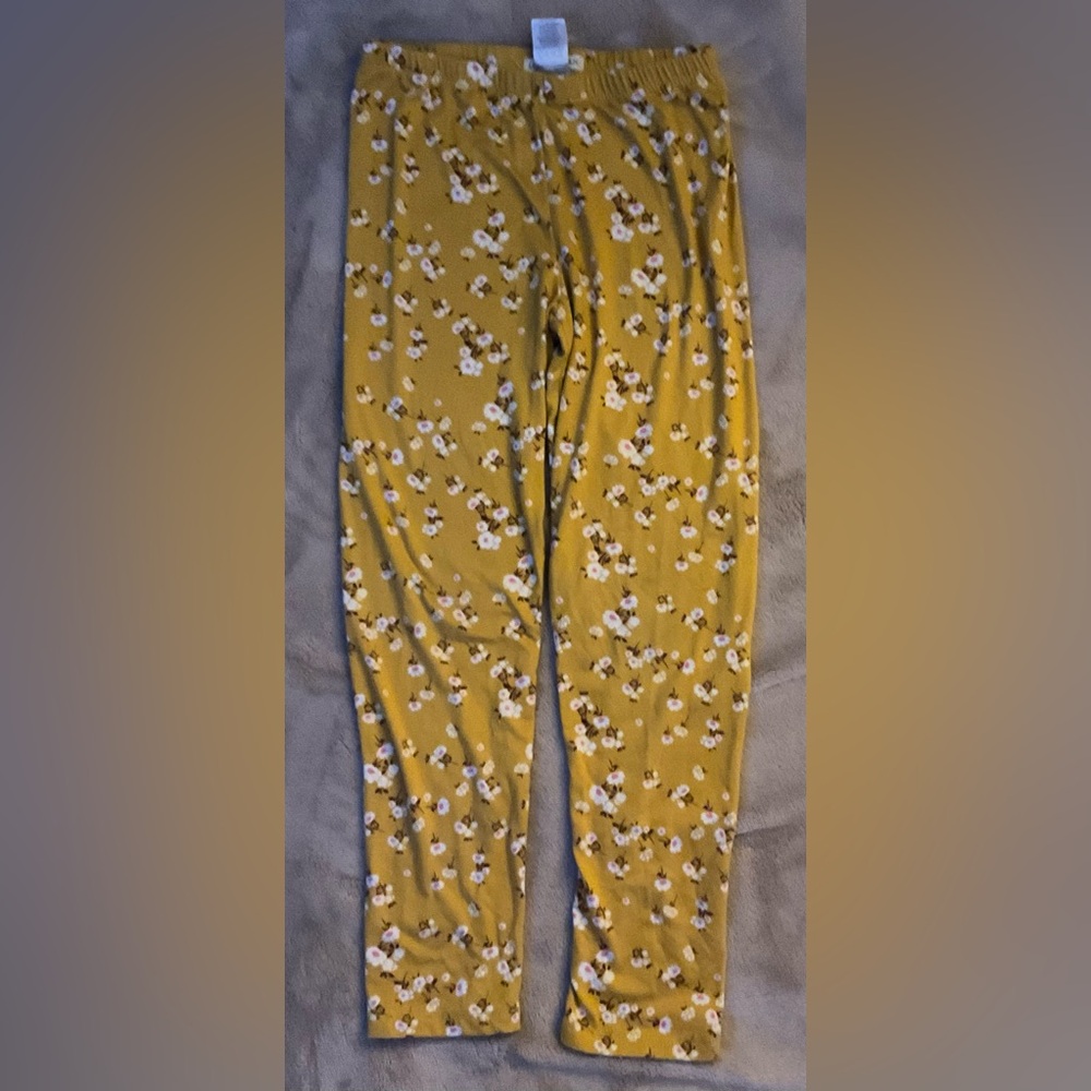 Floral Kids Bottoms in Mustard Yellow